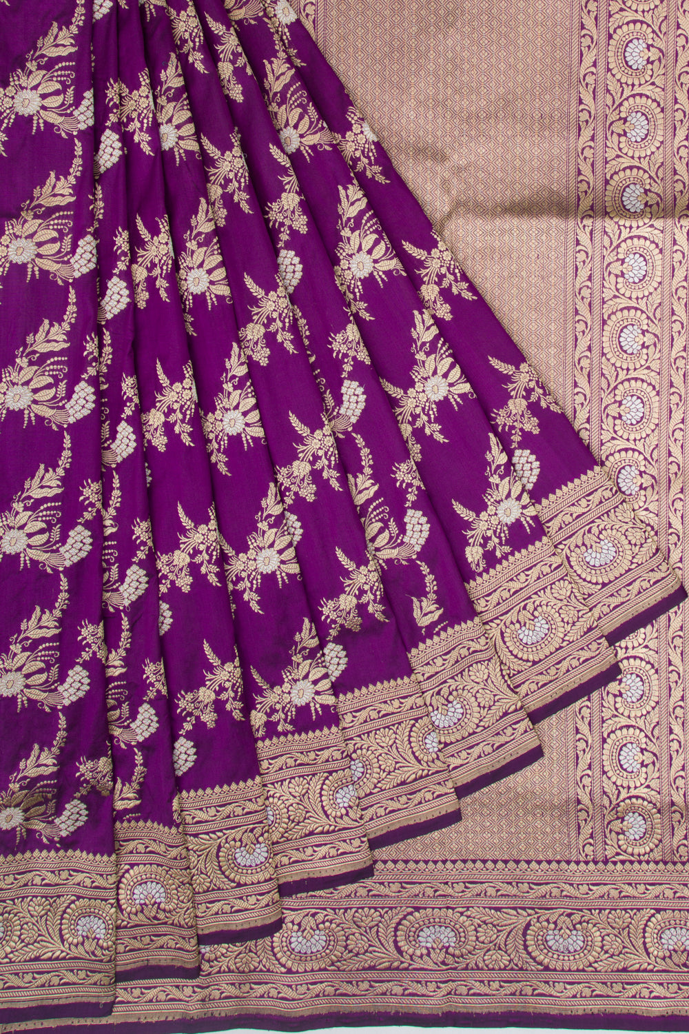 Banarasi Silk Kadwa Jaal Purple Saree