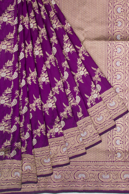 Banarasi Silk Kadwa Jaal Purple Saree