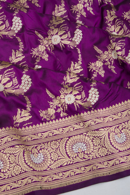 Banarasi Silk Kadwa Jaal Purple Saree