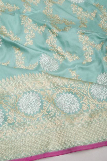 Banarasi Silk Kadwa Jaal Sky Blue Saree