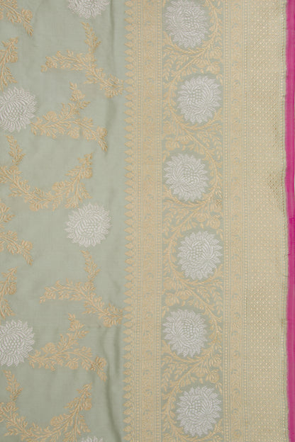 Banarasi Silk Kadwa Jaal Pastel Green Saree