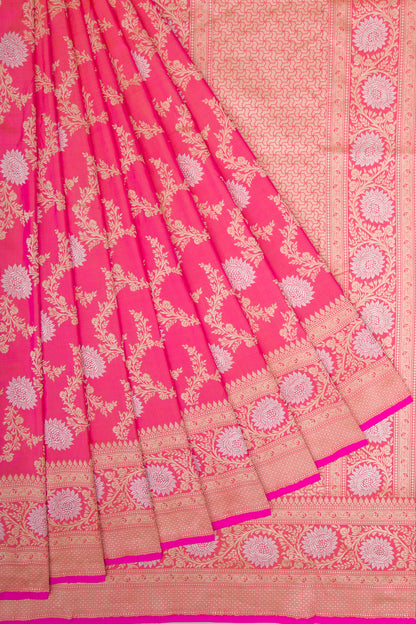 Banarasi Silk Kadwa Jaal Pink Saree