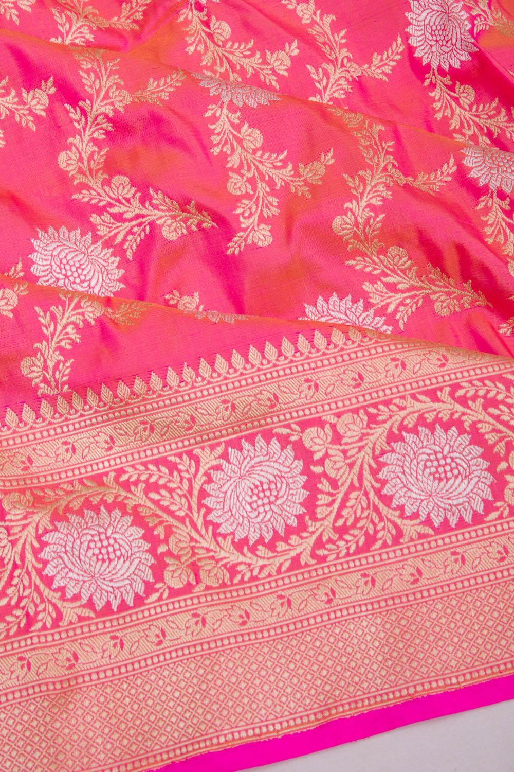 Banarasi Silk Kadwa Jaal Pink Saree