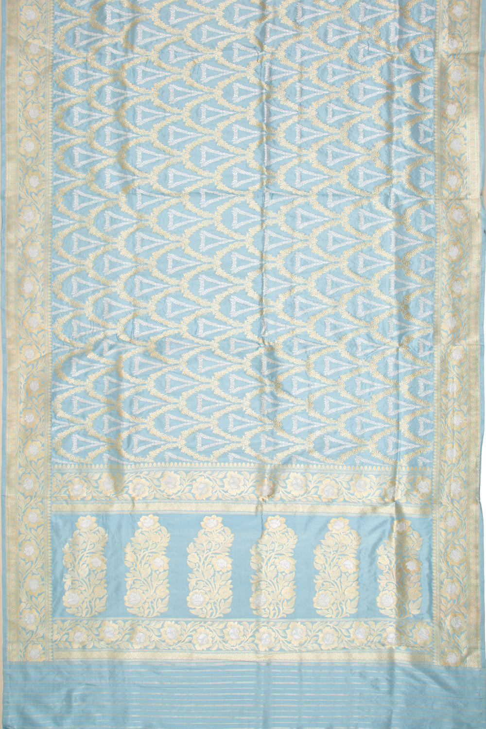 Banarasi Silk Kadwa Jaal Pastel Blue Saree