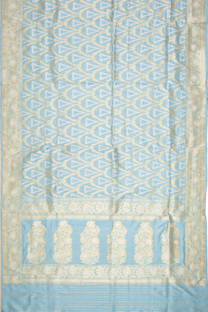 Banarasi Silk Kadwa Jaal Pastel Blue Saree