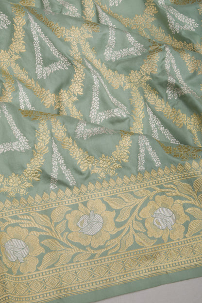 Banarasi Silk Kadwa Jaal Blue Saree