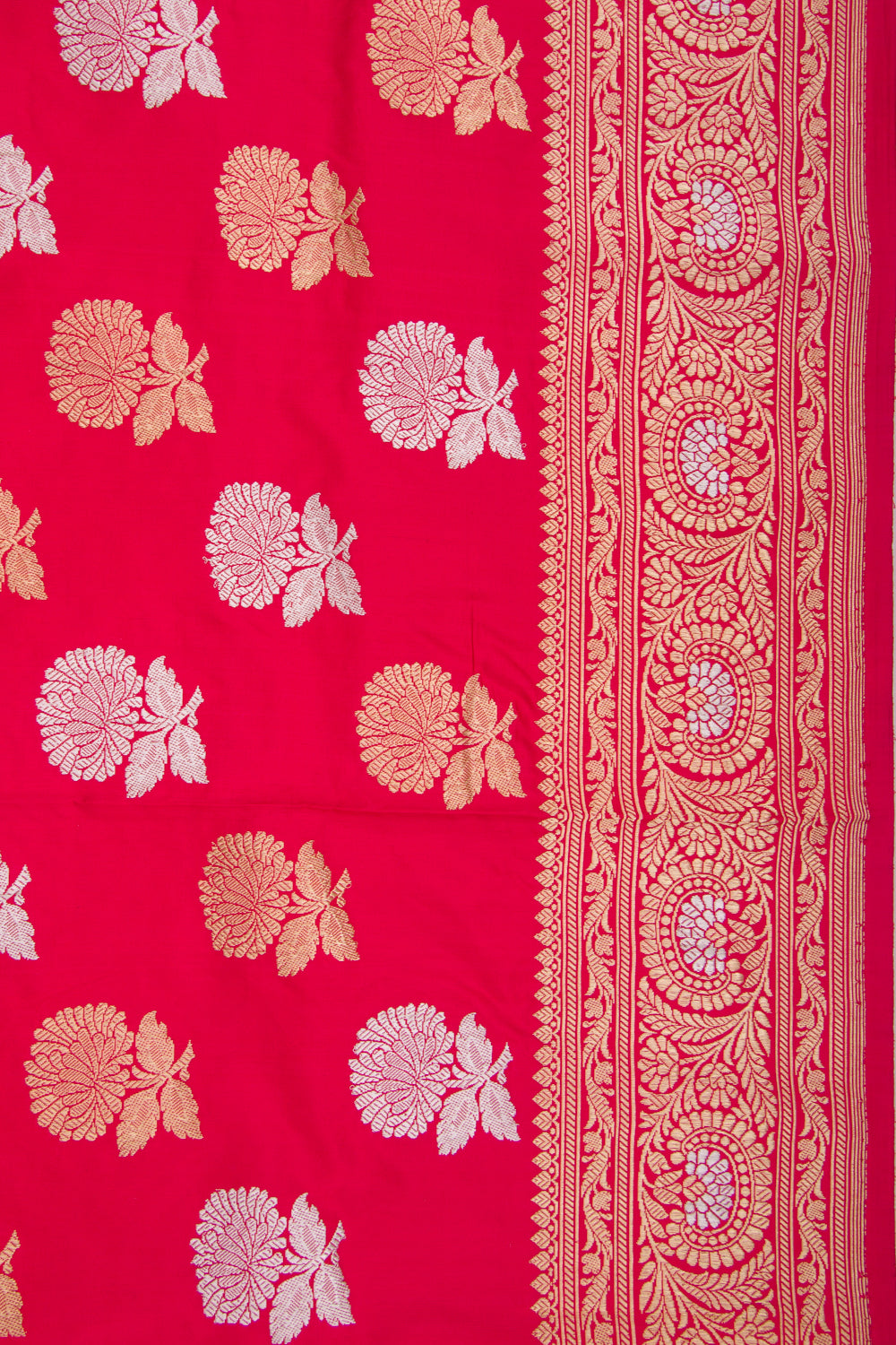 Banarasi Silk Kadwa Butta Pinkish Red Saree