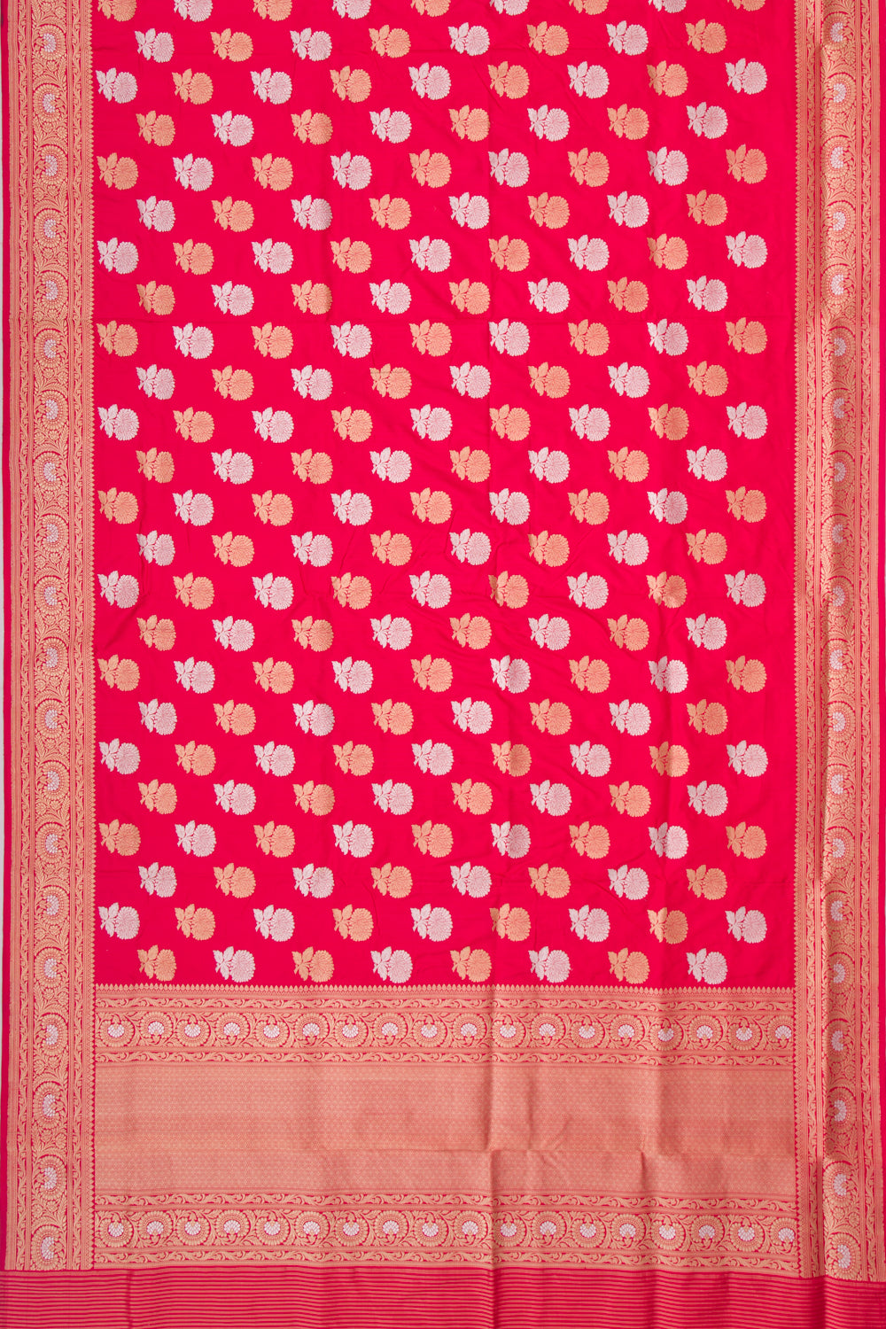 Banarasi Silk Kadwa Butta Pinkish Red Saree