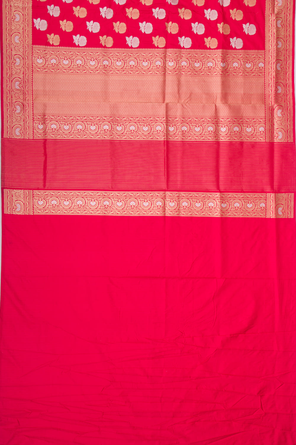 Banarasi Silk Kadwa Butta Pinkish Red Saree