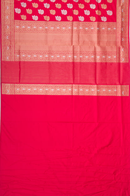 Banarasi Silk Kadwa Butta Pinkish Red Saree