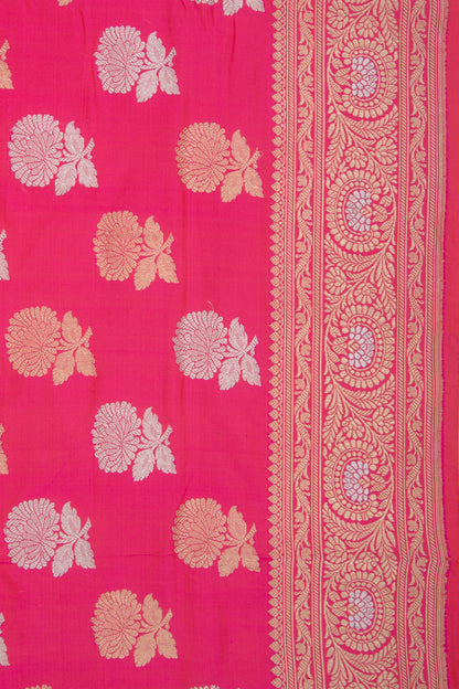 Banarasi Silk Kadwa Butta Pink Saree