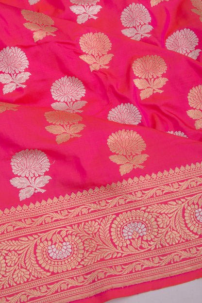 Banarasi Silk Kadwa Butta Pink Saree