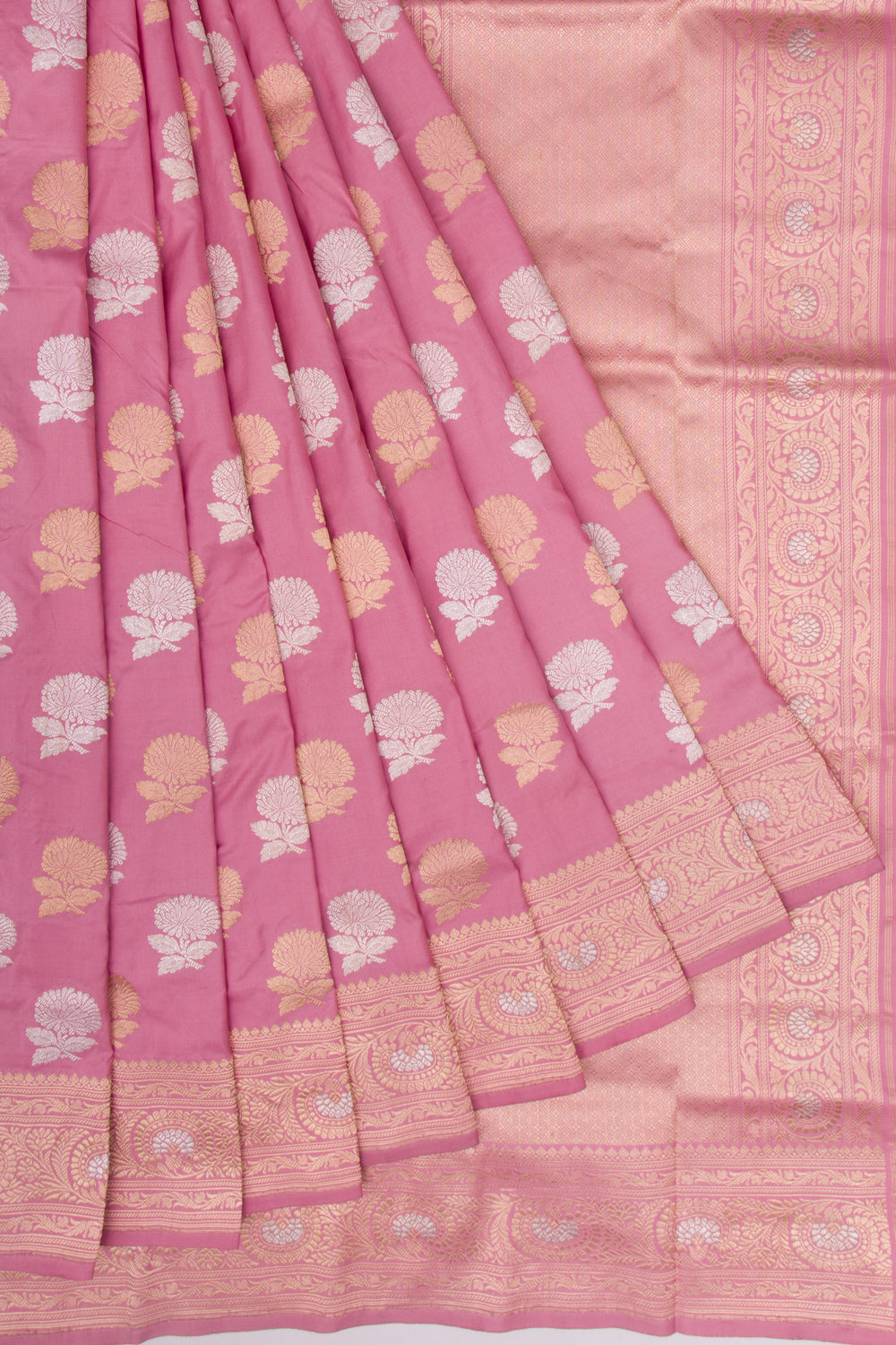 Banarasi Silk Kadwa Butta Pink Saree