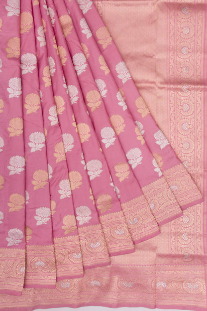 Banarasi Silk Kadwa Butta Pink Saree