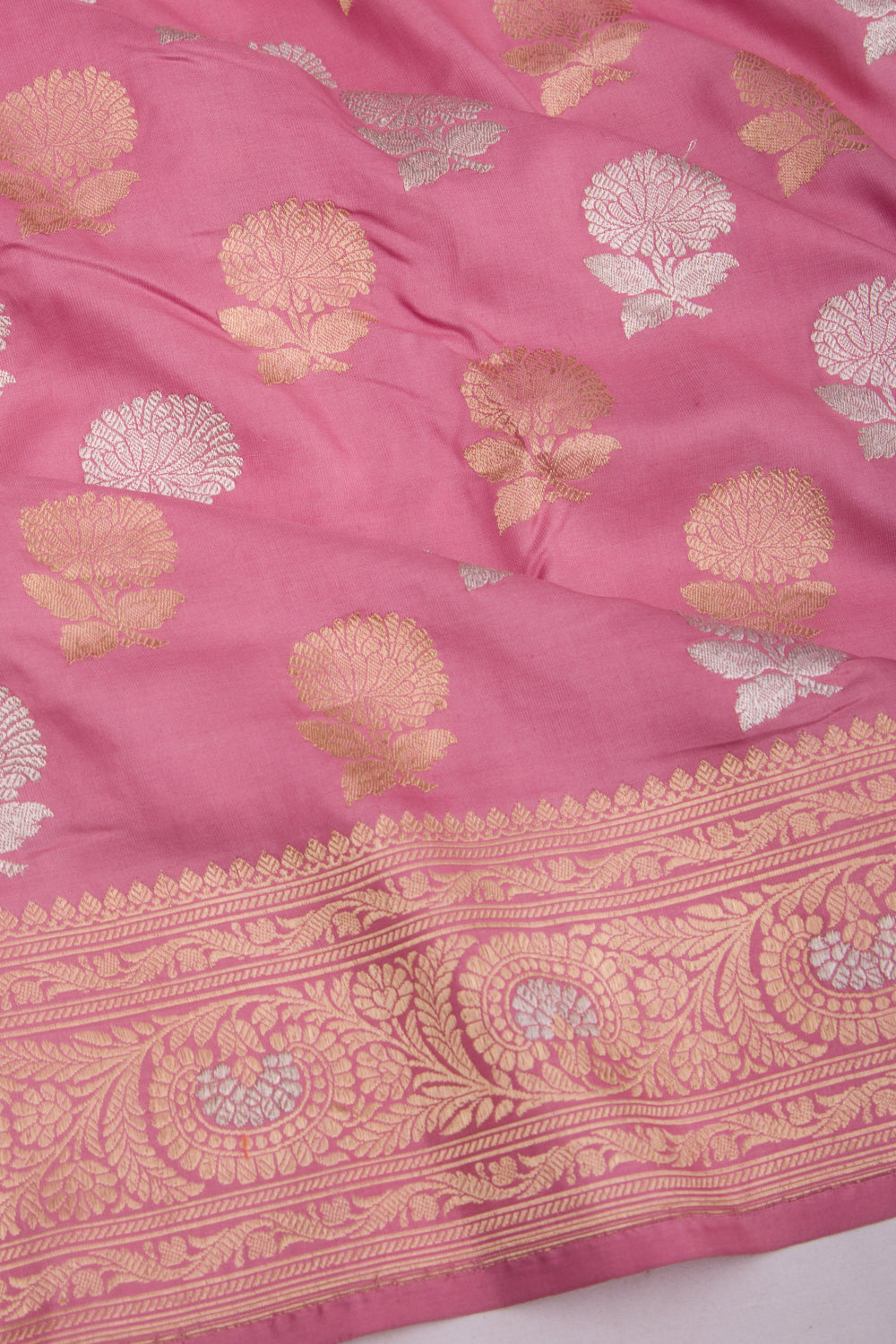 Banarasi Silk Kadwa Butta Pink Saree