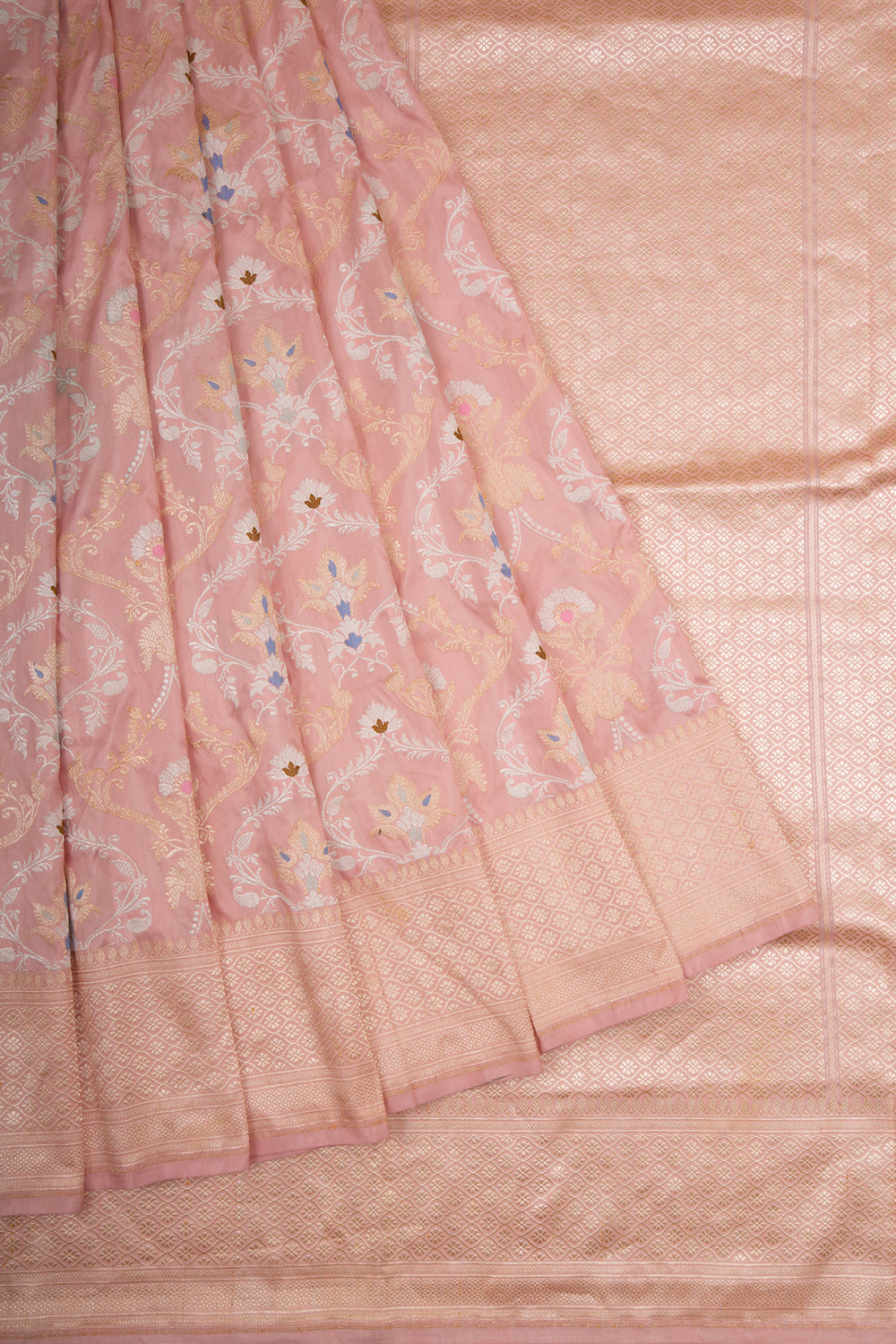 Banarasi Silk Kadwa Jaal Peach Saree