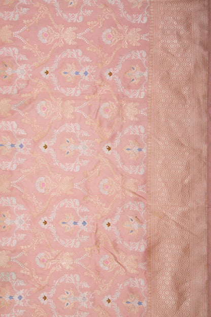 Banarasi Silk Kadwa Jaal Peach Saree