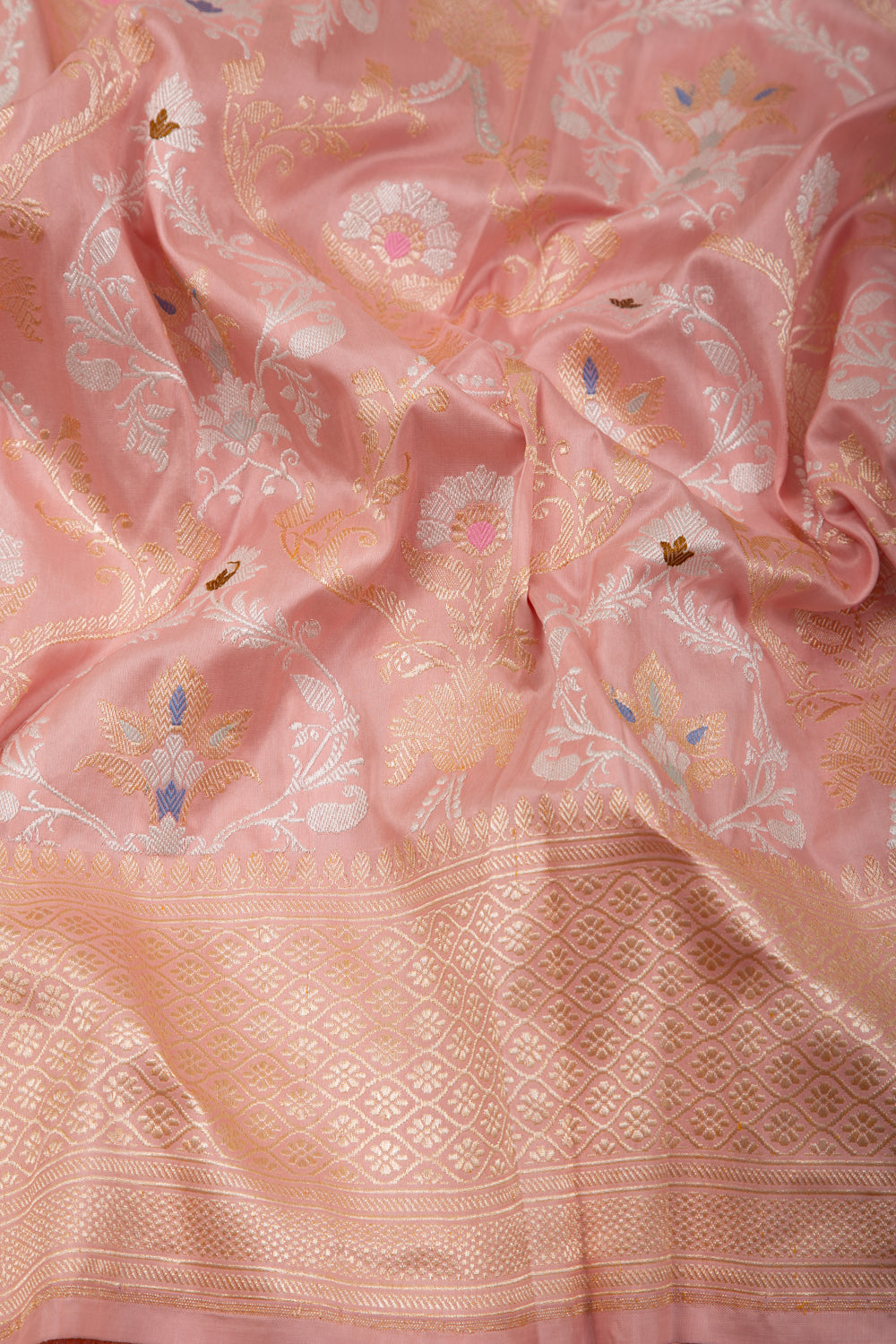 Banarasi Silk Kadwa Jaal Peach Saree