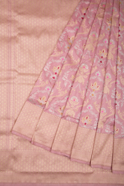 Banarasi Silk Jaal Pastel Baby Pink Saree