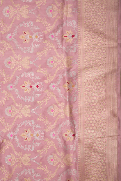 Banarasi Silk Jaal Pastel Baby Pink Saree