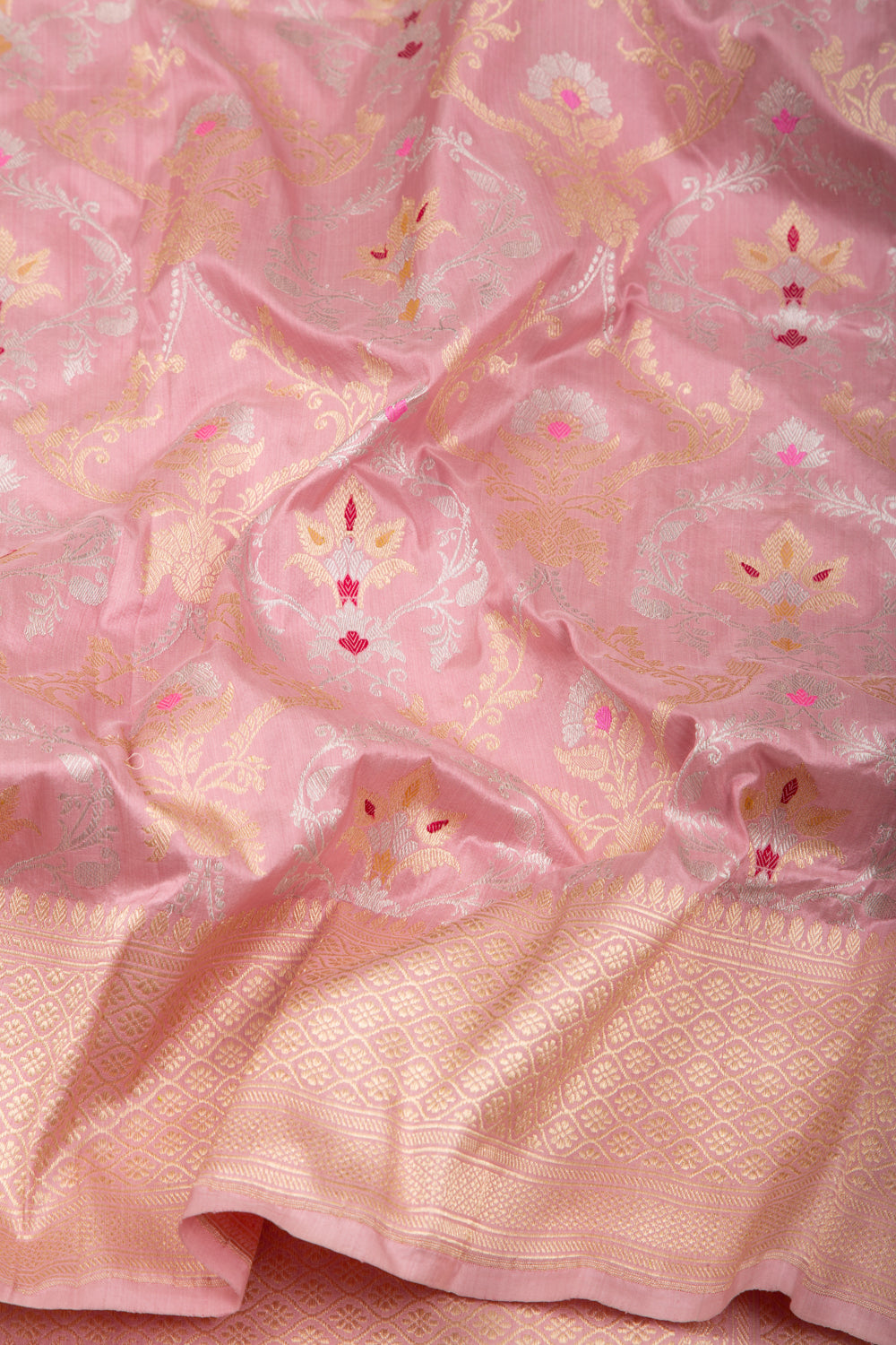 Banarasi Silk Jaal Pastel Baby Pink Saree