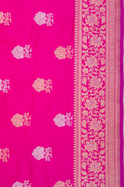 Banarasi Satin Kadwa Butta Pink Saree