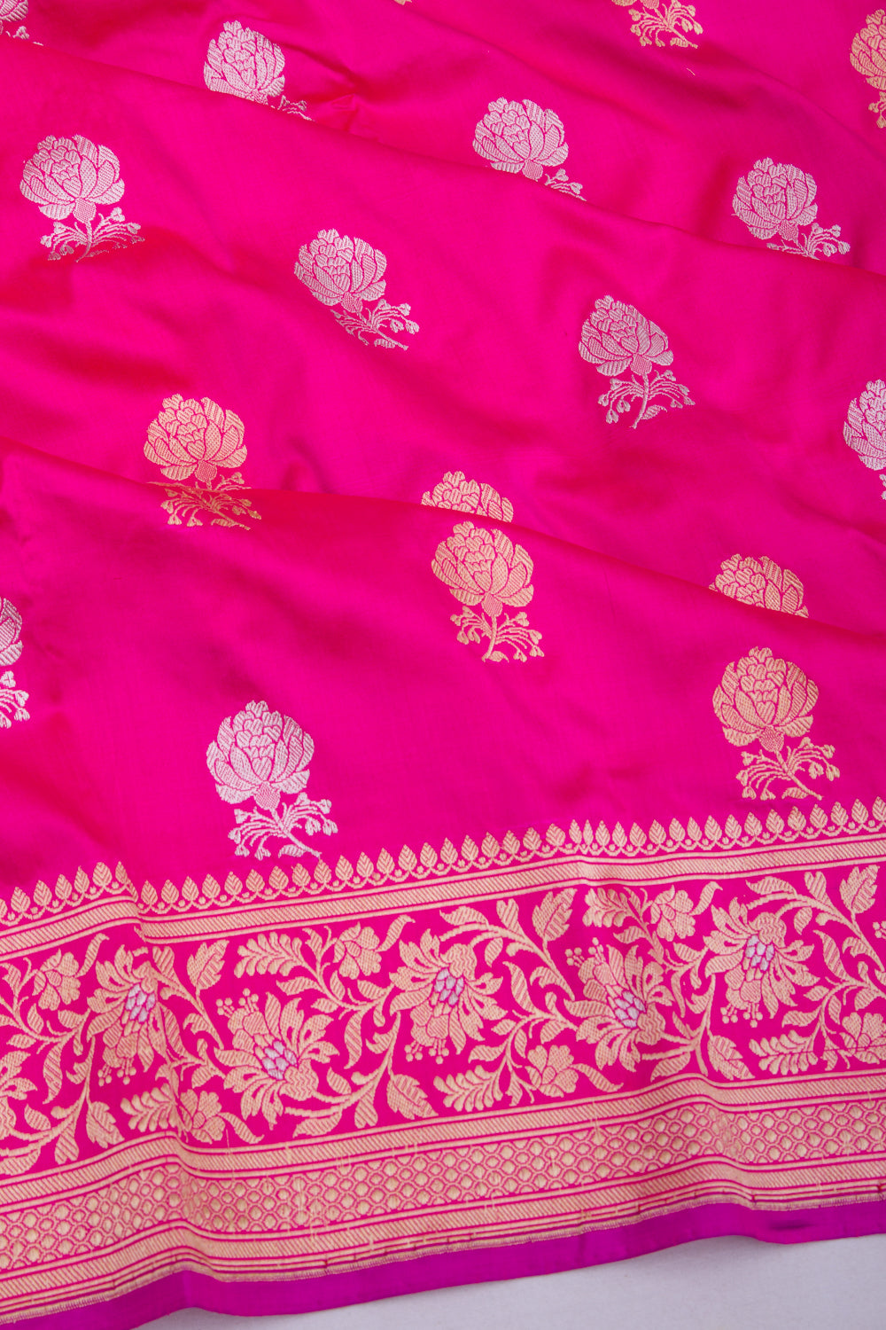 Banarasi Satin Kadwa Butta Pink Saree