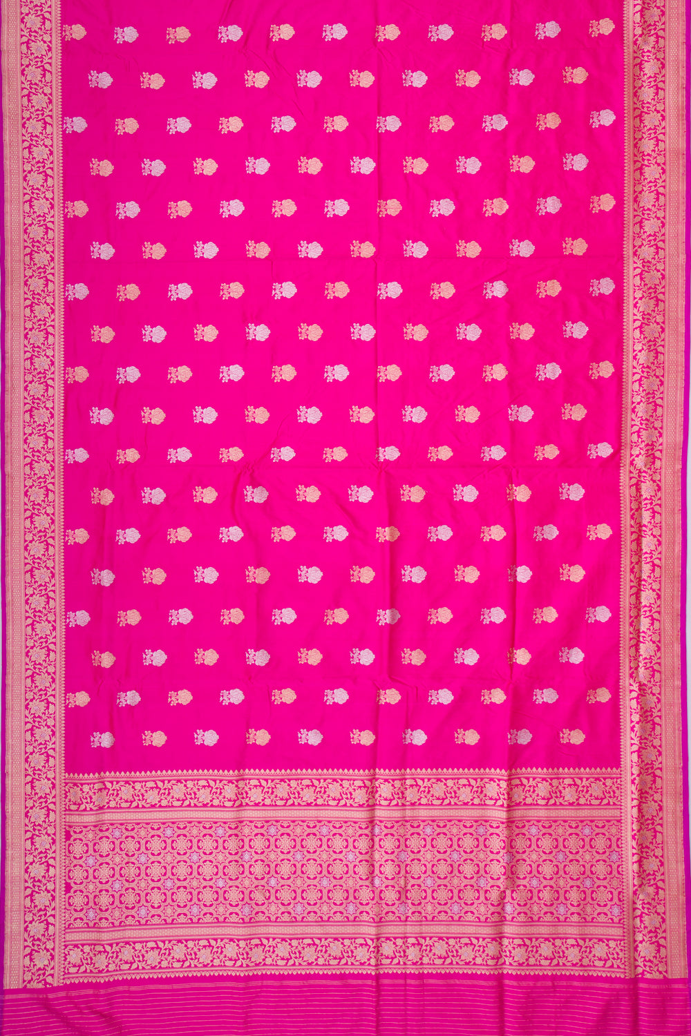 Banarasi Satin Kadwa Butta Pink Saree