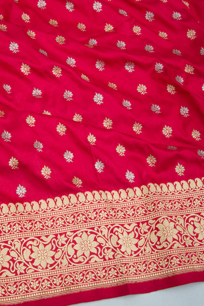 Banarasi Silk Butta Maroon Saree