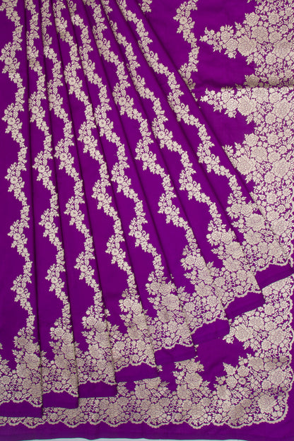 Banarasi Silk Brocade Violet Saree