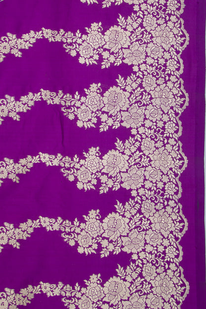 Banarasi Silk Brocade Violet Saree