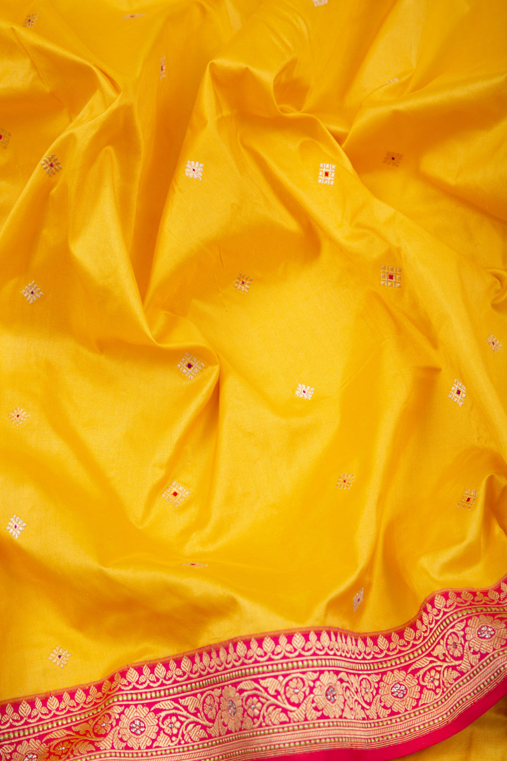 Banarasi Silk Butta Yellow Saree