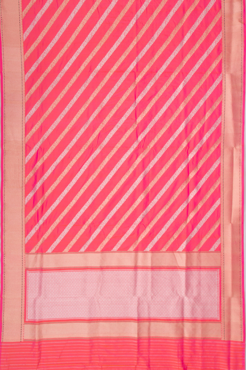 Banarasi Silk Kadwa Leheriya Dual Tone Orange And Pink Saree