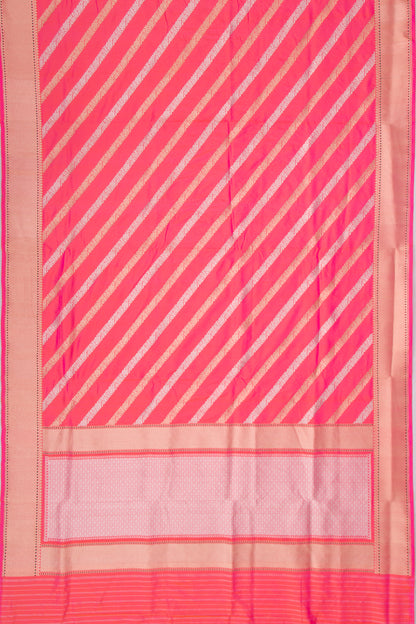 Banarasi Silk Kadwa Leheriya Dual Tone Orange And Pink Saree