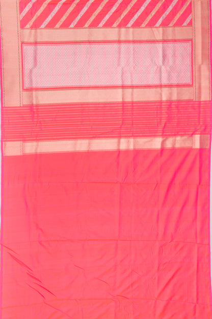 Banarasi Silk Kadwa Leheriya Dual Tone Orange And Pink Saree