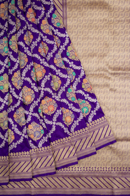 Banarasi Silk Kadwa Jaal Purple Saree