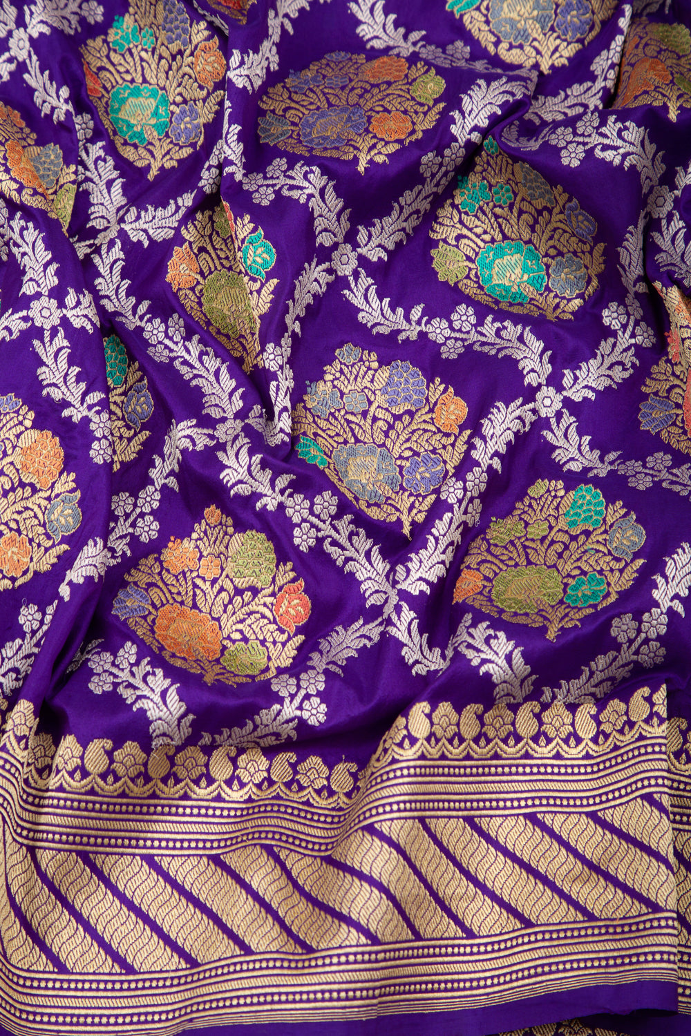 Banarasi Silk Kadwa Jaal Purple Saree