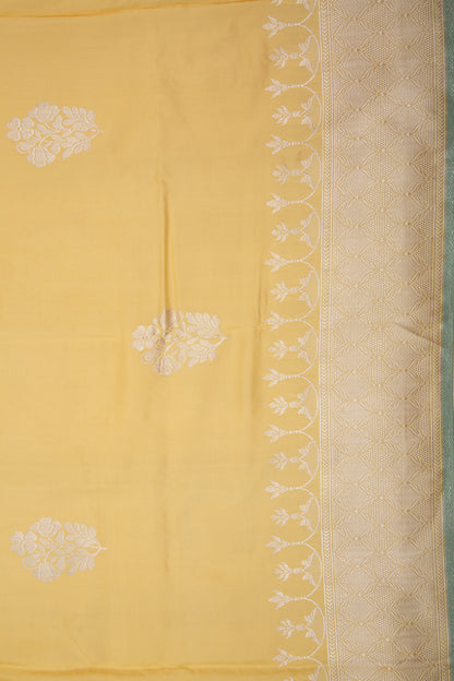 Banarasi Silk Kadwa Butta Pastel Yellow Saree