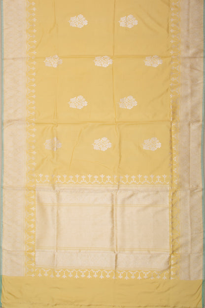 Banarasi Silk Kadwa Butta Pastel Yellow Saree