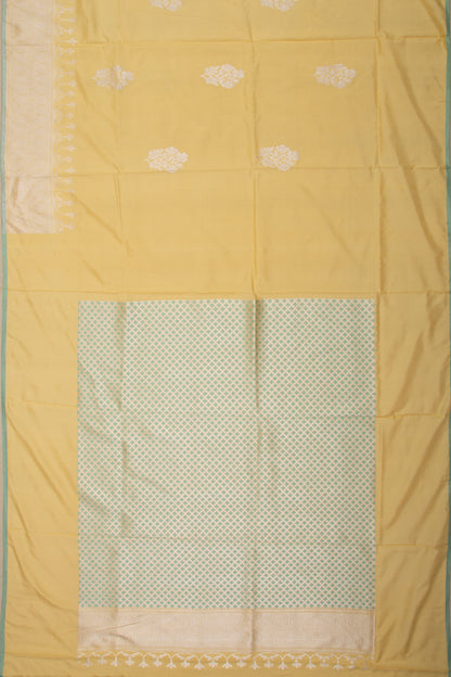 Banarasi Silk Kadwa Butta Pastel Yellow Saree