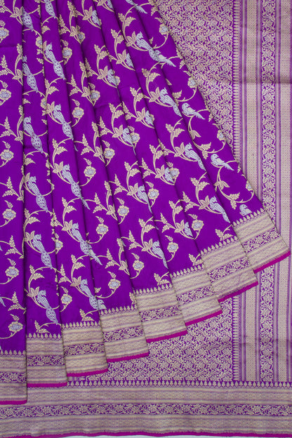 Banarasi Silk Kadwa Jaal Violet Saree