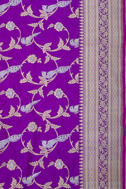 Banarasi Silk Kadwa Jaal Violet Saree