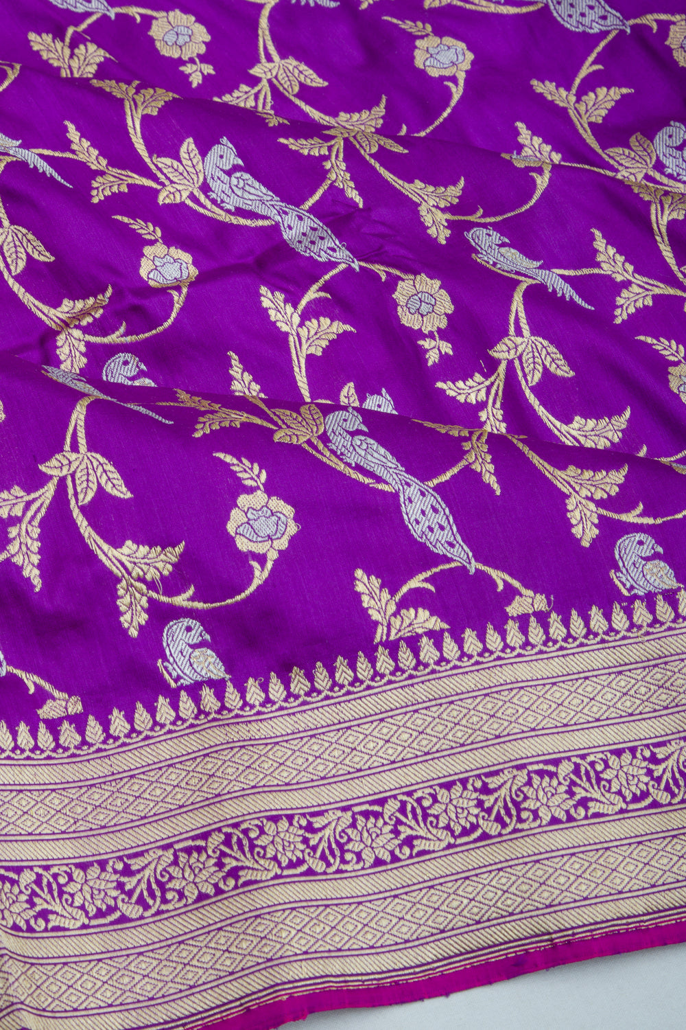Banarasi Silk Kadwa Jaal Violet Saree