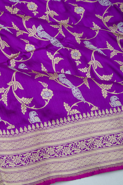 Banarasi Silk Kadwa Jaal Violet Saree