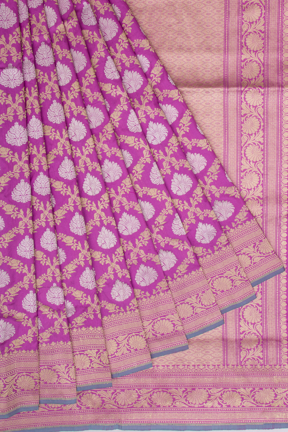 Banarasi Silk Kadwa Jaal And Butta Pink Saree