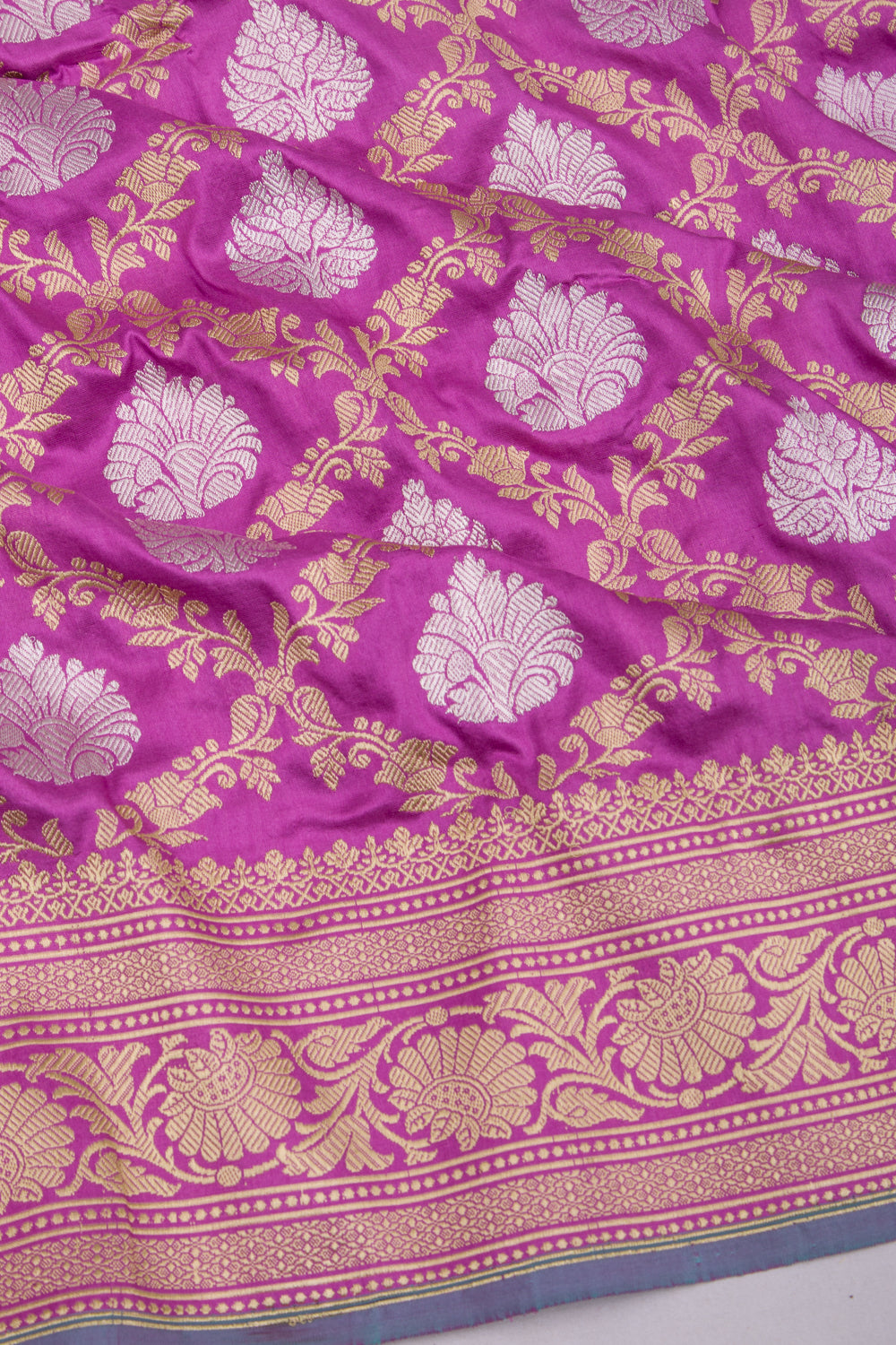 Banarasi Silk Kadwa Jaal And Butta Pink Saree