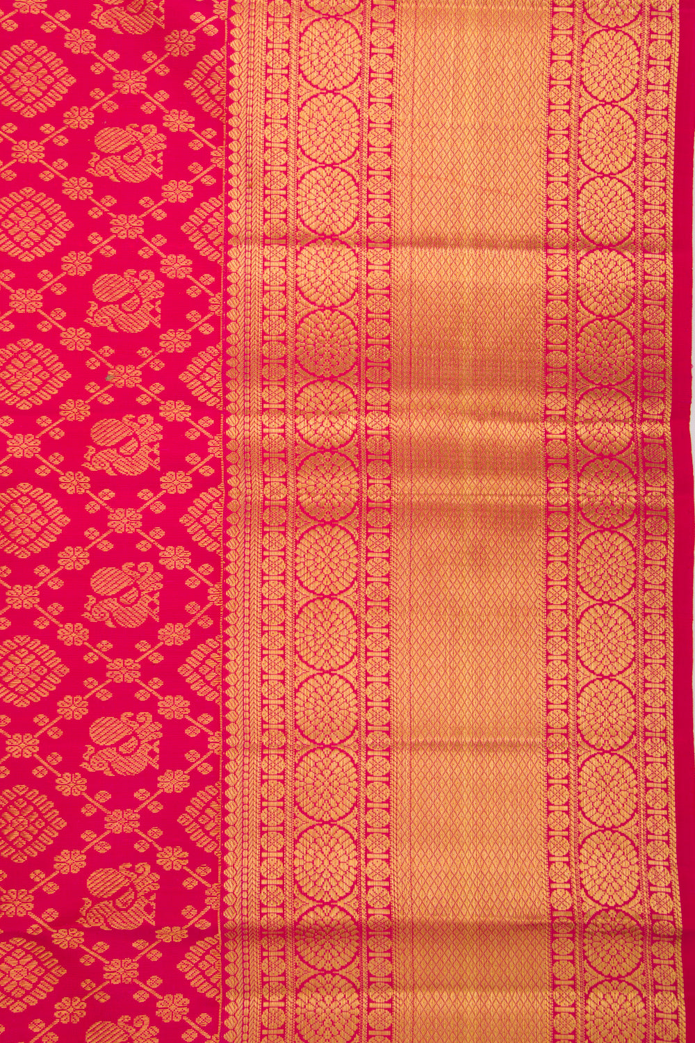 Kanchipuram Silk Checks And Butta Pink Saree