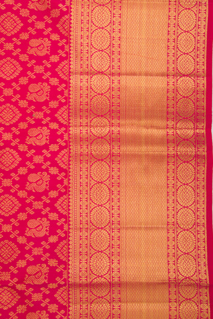 Kanchipuram Silk Checks And Butta Pink Saree