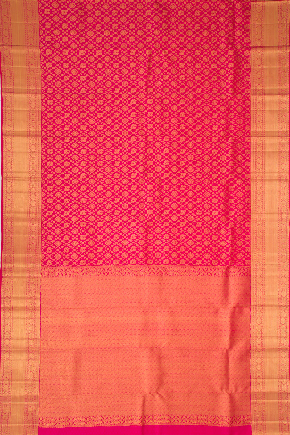 Kanchipuram Silk Checks And Butta Pink Saree