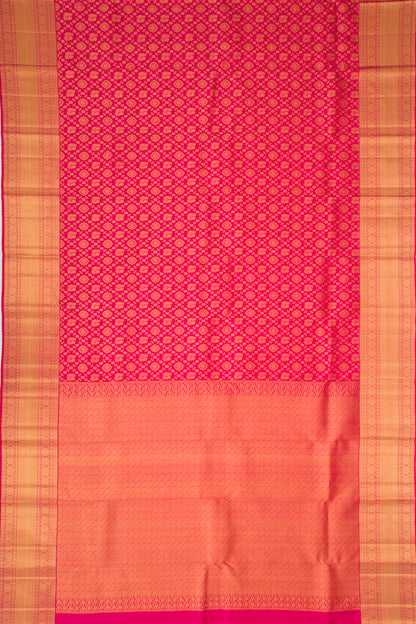 Kanchipuram Silk Checks And Butta Pink Saree